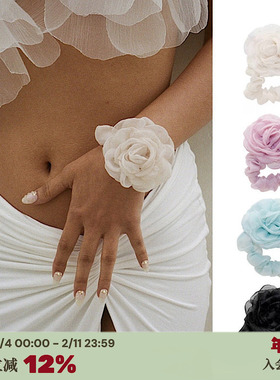 RTEP EMIJAY定制Y2K千禧甜酷辣妹玫瑰发圈立体山茶花发绳手工制作