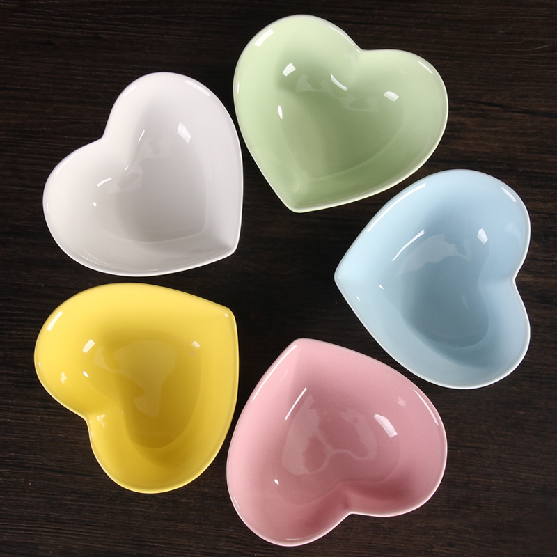 陶瓷糖果色心形烤碗沙拉碗甜品碗浓汤碗宝宝饭碗网红ins水果碗5色