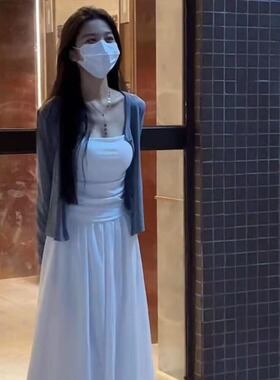 温柔风灰色针织防晒开衫女夏季盐系穿搭高级感冰丝小披肩外0516e