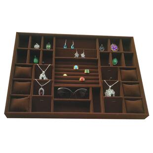 定做首饰盒收纳珠宝抽屉绒布托盘内置分隔格衣柜收纳盒收纳分格