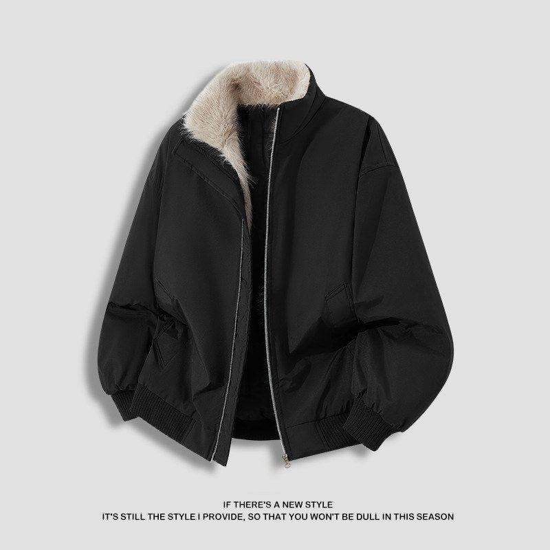 批发冬季立领加绒夹克男保暖加厚宽松潮牌可二开公版得物直播抖音,男装,夹克,淘宝优惠券,粉丝福利购,淘宝优惠卷