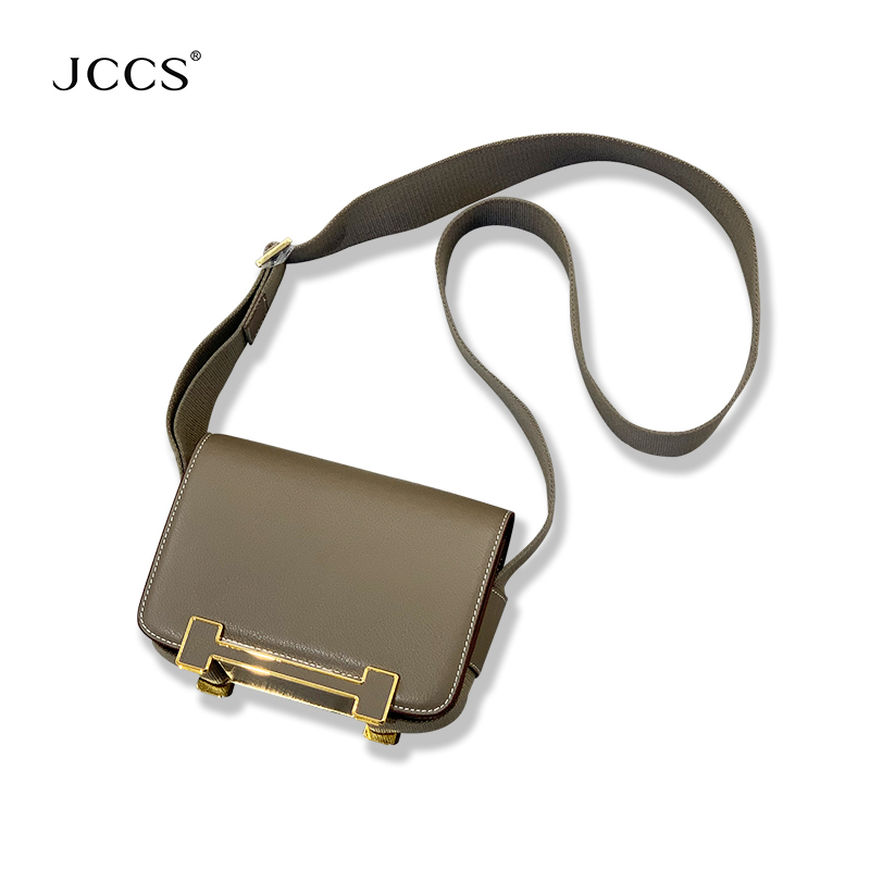 JCCS经典小方包木屐包日常搭配休闲真皮牛皮高品质女士帆布斜挎