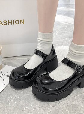 日系春夏jk制服鞋子增高厚底粗跟玛丽珍高跟复古单鞋英伦风小皮鞋