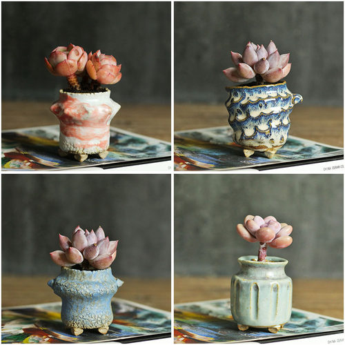 小号桃蛋陶瓷多肉盆田园手工花盆