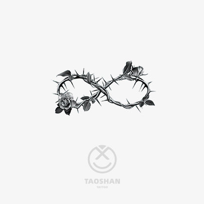 桃山tattoo点刺黑色无限带刺玫瑰防水ins纹身贴个性仿真花朵刺青