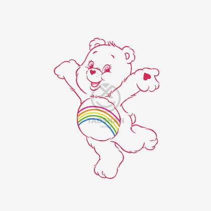 粉色小熊彩虹ins风可爱女孩防水纹身贴韩国彩色少女纹身贴