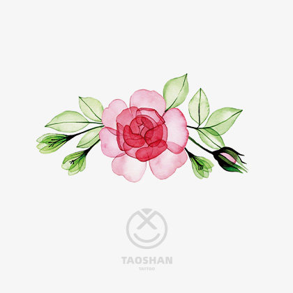月季玫瑰花朵花臂植物花卉手绘防水纹身贴