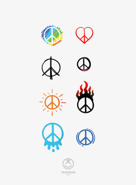 世界和平标志迷你小图反战手腕耳背装饰防水小清新纹身贴