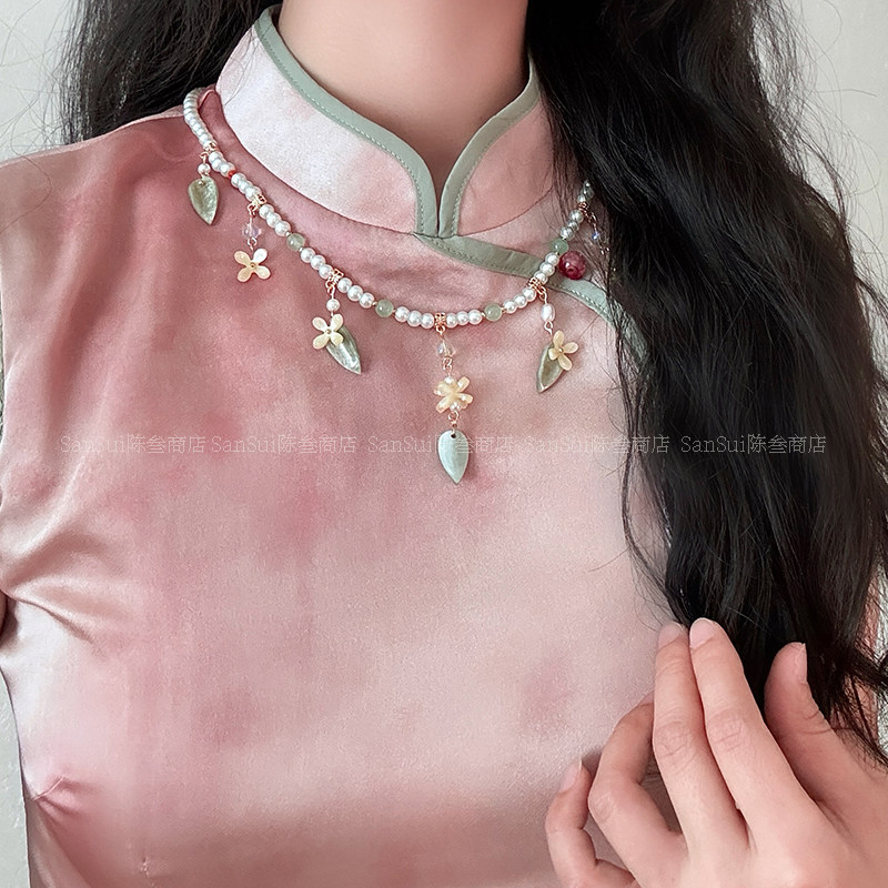 超仙新中式汉服古风珍珠项链璎珞明制仙气锁骨链夏天少女坦领配饰