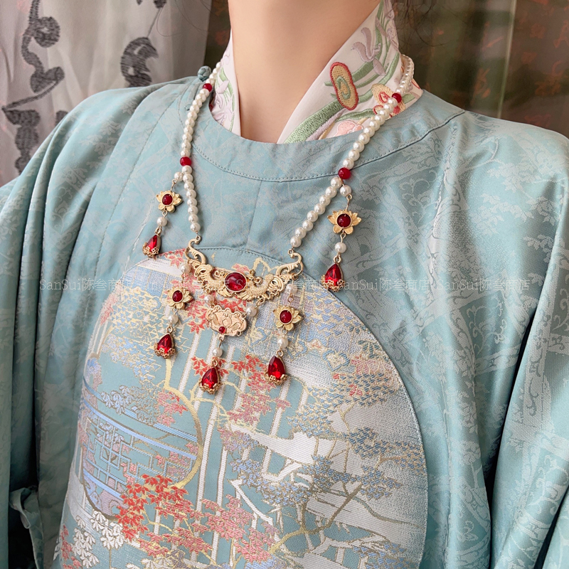 唐风凤凰琉璃珍珠软璎珞项链