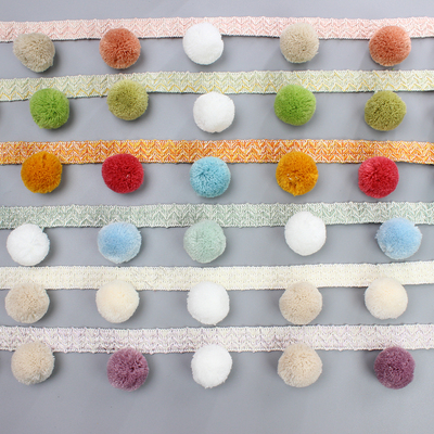 新款网红彩色毛毛球窗帘花边装饰