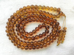 金珀一级 纯天然 净水 项链 12毫米 假一赔十 108佛珠 抚顺琥珀