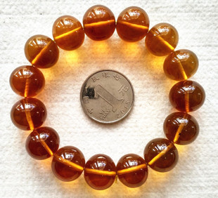 一级净水 纯天然琥珀 金珀 手串 15mm 假一赔十 手链 抚顺琥珀