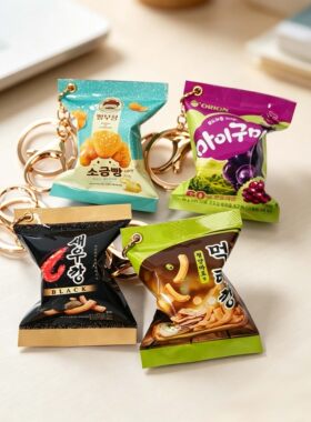 仿真韩国零食袋钥匙扣 韩国零食造型钥匙链迷你膨化食品挂件