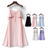 孕妇装 吊带背心连衣裙纯棉内搭打底防凸点睡裙宽松200斤胖m可外穿