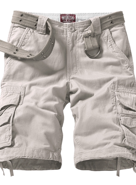 麻吉工装短裤男潮牌夏季男士宽松五分中裤多口袋大码休闲马裤3056