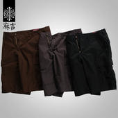 短裤 裤 男宽松大码 潮夏季 麻吉工装 休闲男装 五分裤 多口袋中裤 子3119