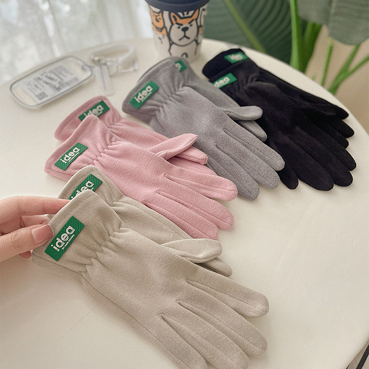 德绒手套女保暖骑车冬季