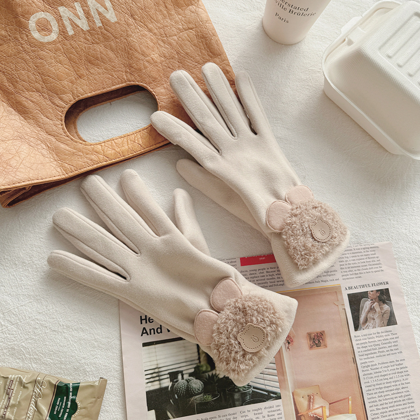 手套毛绒女士春秋冬季开车保暖