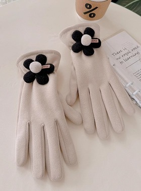 手套女冬季保暖开车专用骑行加绒厚薄款骑车电动车防风德绒春秋款