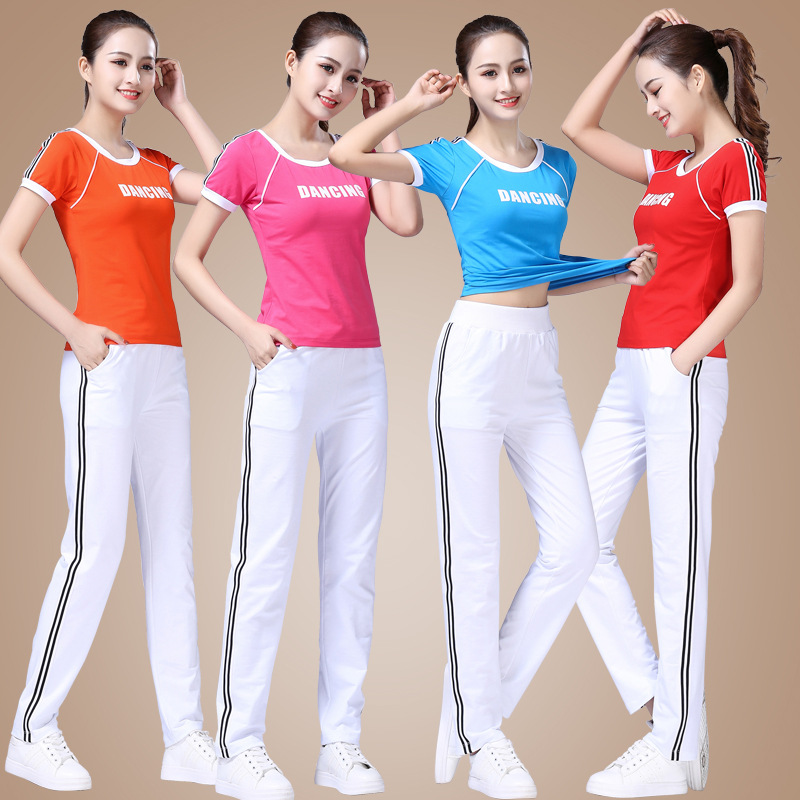 杨丽萍广场舞蹈服装女2025新款短袖跳舞演出服健身休闲运动服套装