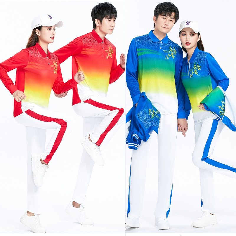 梦中国新款时尚休闲运动套装男女速干健身队服跳操广场舞演出服装