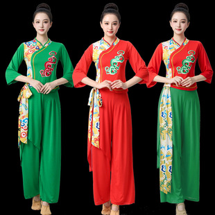 新款民族龙纹跳舞蹈服女表演出服装团队服打腰鼓秧歌服广场舞套装