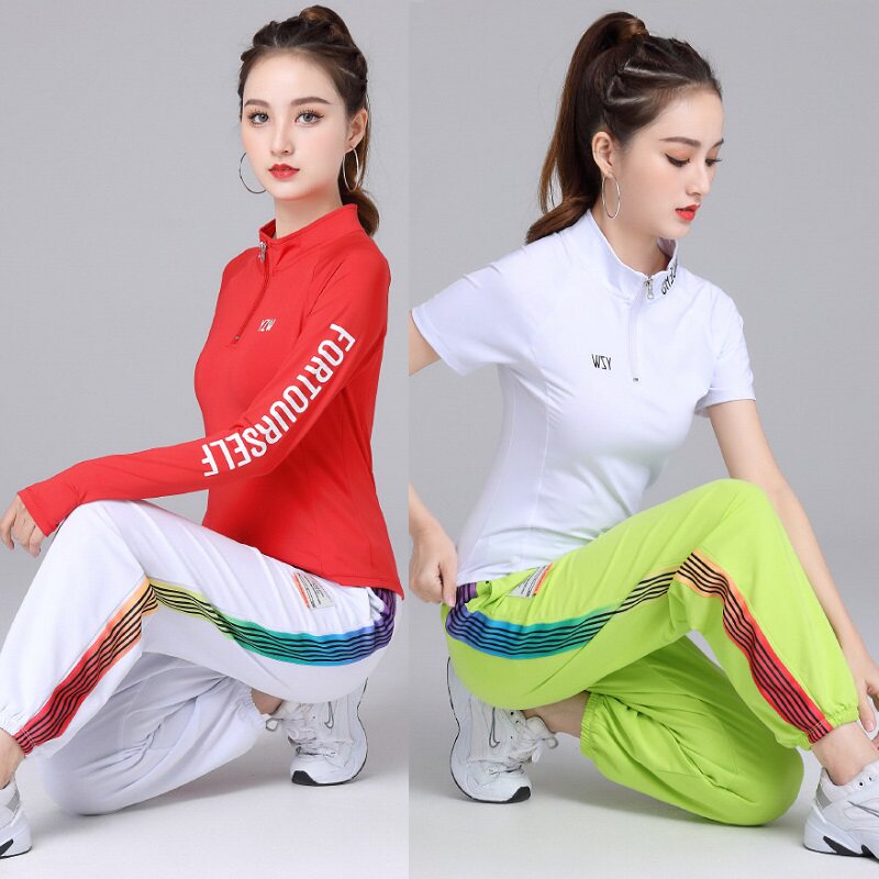 广场舞服装女杨丽萍健身运动套装