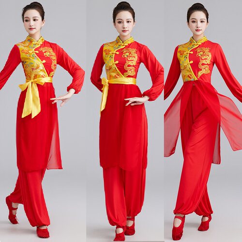 新款龙纹舞蹈服喜庆表演出服套装