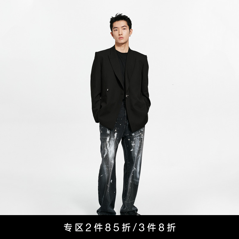 Unawares重工涂鸦泼墨牛仔裤