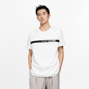 T恤 舒适双面面料插销扣皮质镶嵌短袖 Unawares. 男女同款