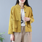 夹克立领棒球服短款 上衣女2019秋装 休闲灯芯绒外套条绒长袖 工装