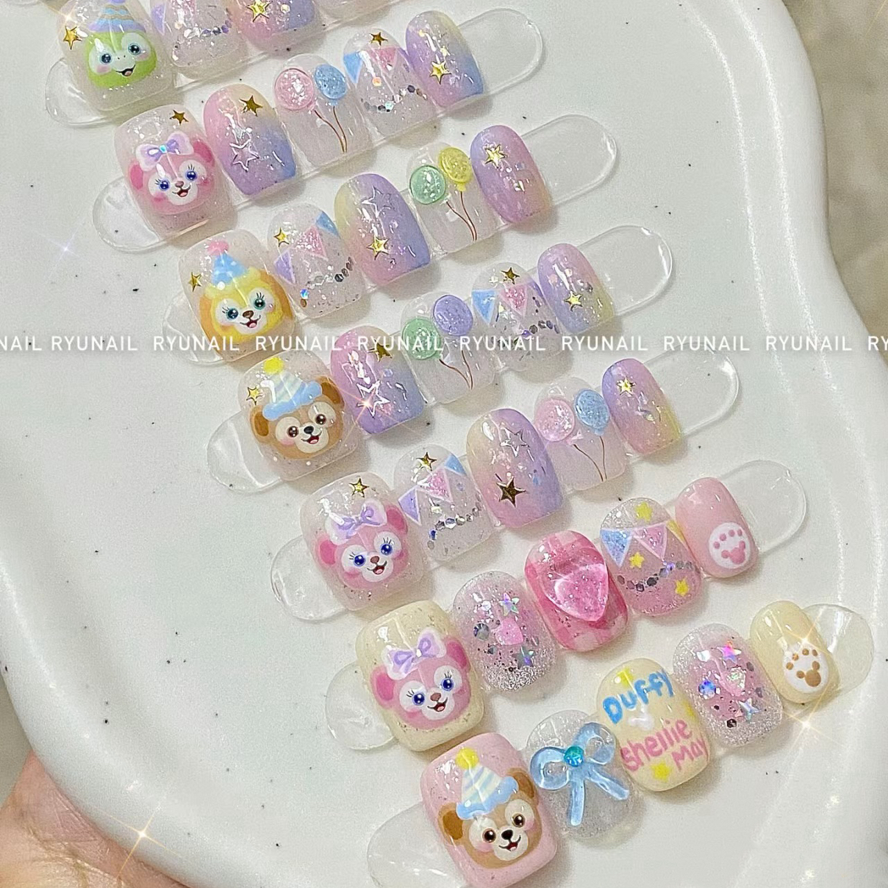 PUPPY家 七宝手绘穿戴甲定制款星黛露玲娜贝儿达菲玫玫美甲可爱