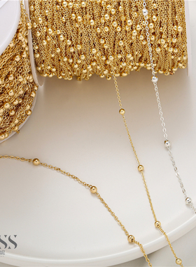 1.5mm14K18K包金纯银色保色扁O夹圆珠链散链diy手工手链项链材料