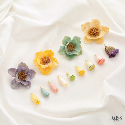 祢饰妮花朵真花滴胶耳饰吊坠