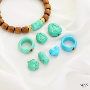 天然菱镁矿屁桃无相佛长脸佛九尾狐隔珠日月跑环diy文玩手串配件