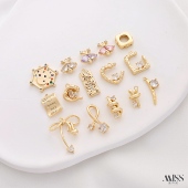 轻奢系列14K包金保色镶锆石蜜蜂蝴蝶结吊坠diy手链项链耳吊饰配件