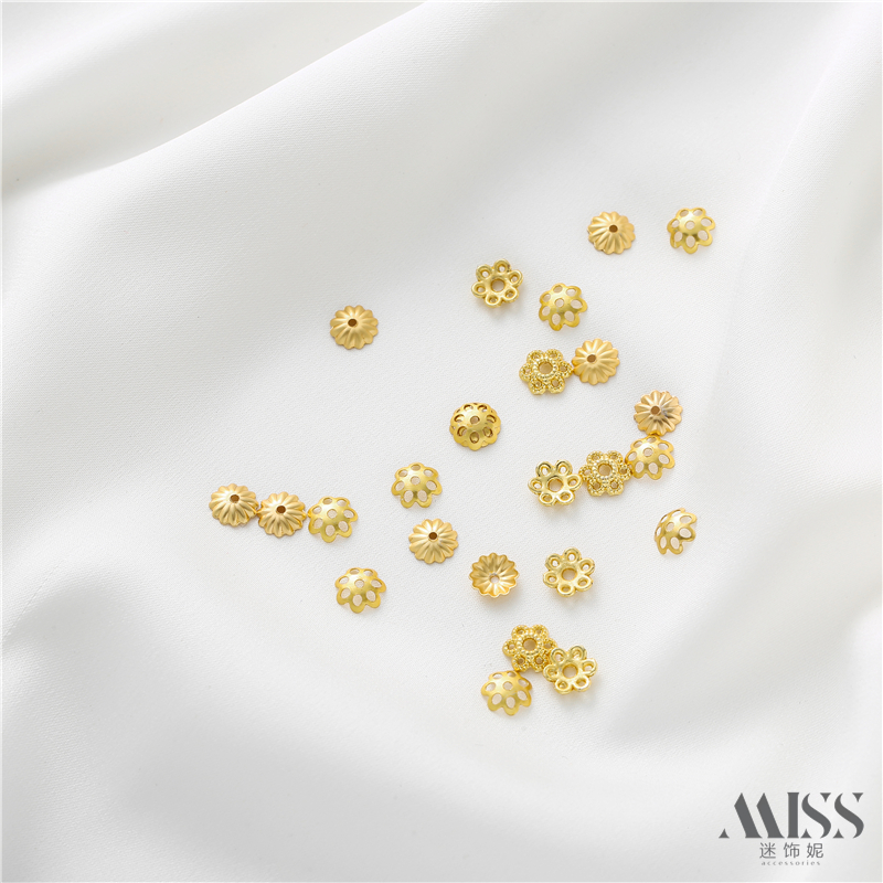 14k包金保色花托6mm手链diy