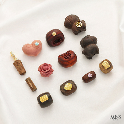 祢饰妮天然沉香黑檀血檀隔珠吊坠