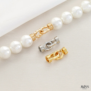 14K包金保色18K镀真金不规则异形连接扣diy珍珠手链项链收尾扣头