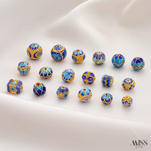 祢饰妮铜滴油烧蓝圆隔珠景泰蓝