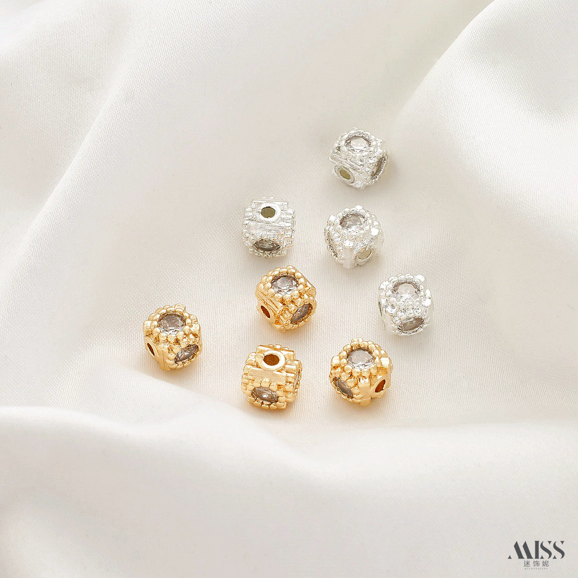 14K包金保色四面镶锆石方形隔珠方糖方块串珠diy手链项链饰品配件,饰品/流行首饰/时尚饰品新,其他DIY饰品配件,淘宝优惠券,粉丝福利购,淘宝优惠卷