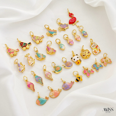 祢饰妮景泰蓝18K铜镀金动物吊坠