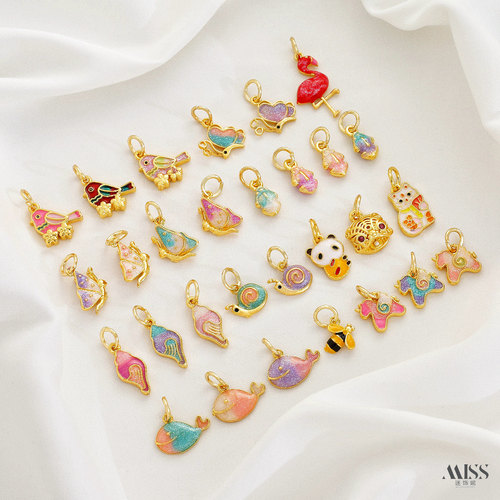 祢饰妮景泰蓝18K铜镀金动物吊坠