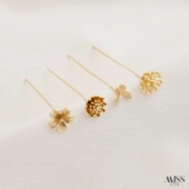 14K包金保色花蕊蝴蝶花朵珠针花式 T针diy手工串珠珍珠首饰品配件