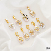 天然淡水珍珠巴洛克锆石爱心雪花蝴蝶十字架吊坠diy项链吊饰配件