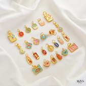 景泰蓝烧蓝珐琅彩18K葫芦上上签好事生花吊坠diy手链手串吊饰配件