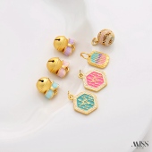 哑金18K烧蓝保色蝴蝶结铃铛吊坠五条经圆球diy沙金手链项链饰配件