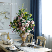 欧美式 轻奢高端仿真花酒店客厅餐桌花摆件家居边柜玄关假花摆设