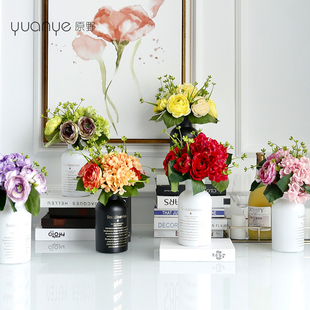 玫瑰仿真花假花海芋花餐桌摆花室内家居客厅轻奢装饰花摆设摆件